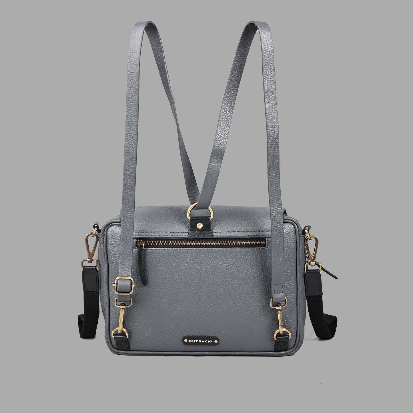 Leather Messenger-style Diaper Bag - Dove Grey