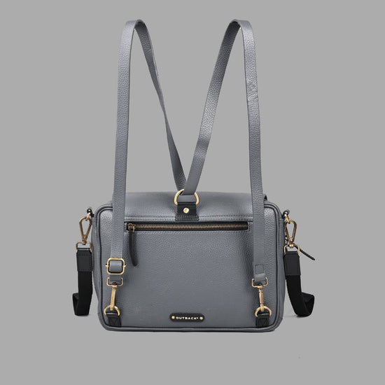 Leather Messenger-style Diaper Bag - Dove Grey